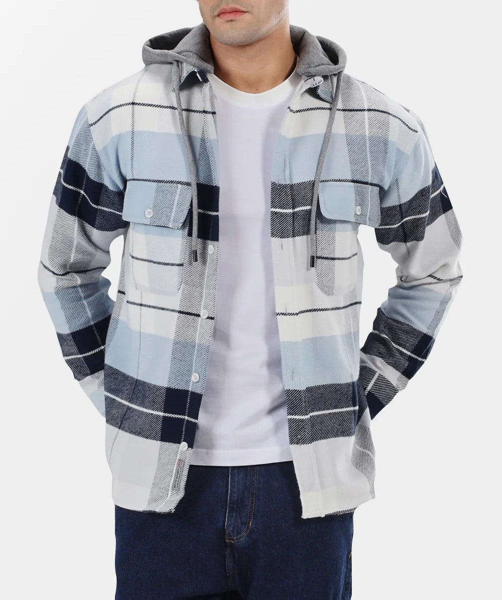 Checked Over Size Shirt Blue