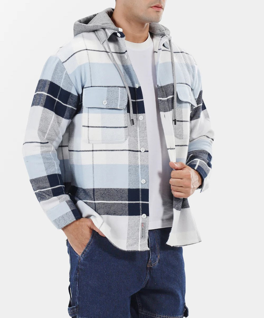 Checked Over Size Shirt Blue