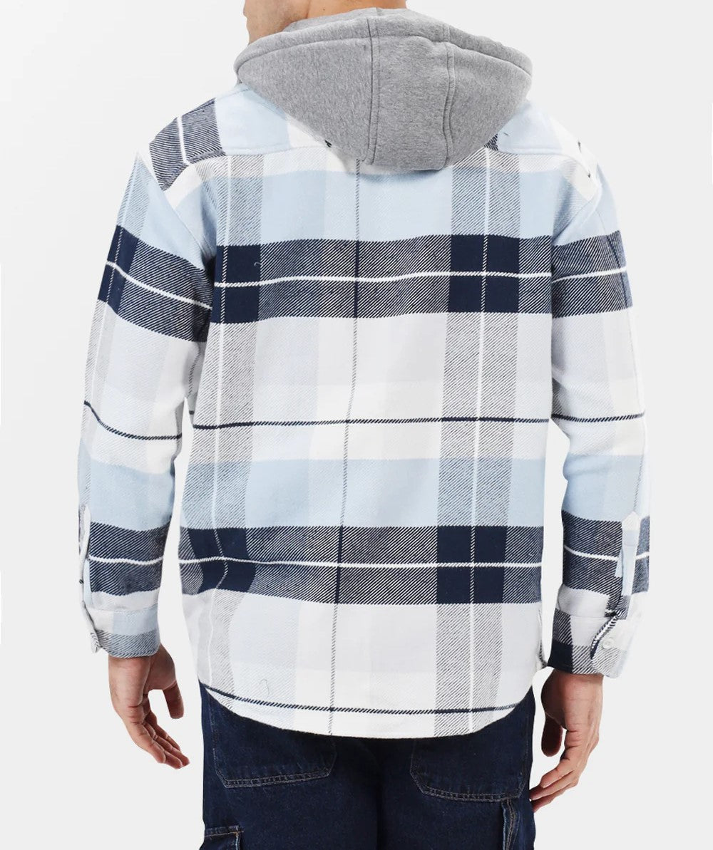 Checked Over Size Shirt Blue