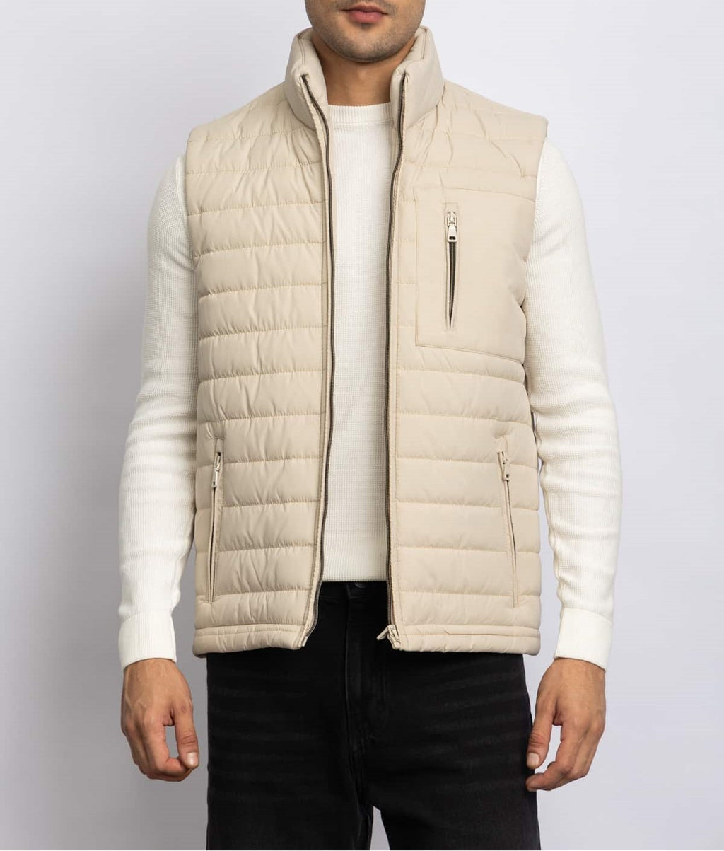 CASUAL HALF NECK VEST – Beige