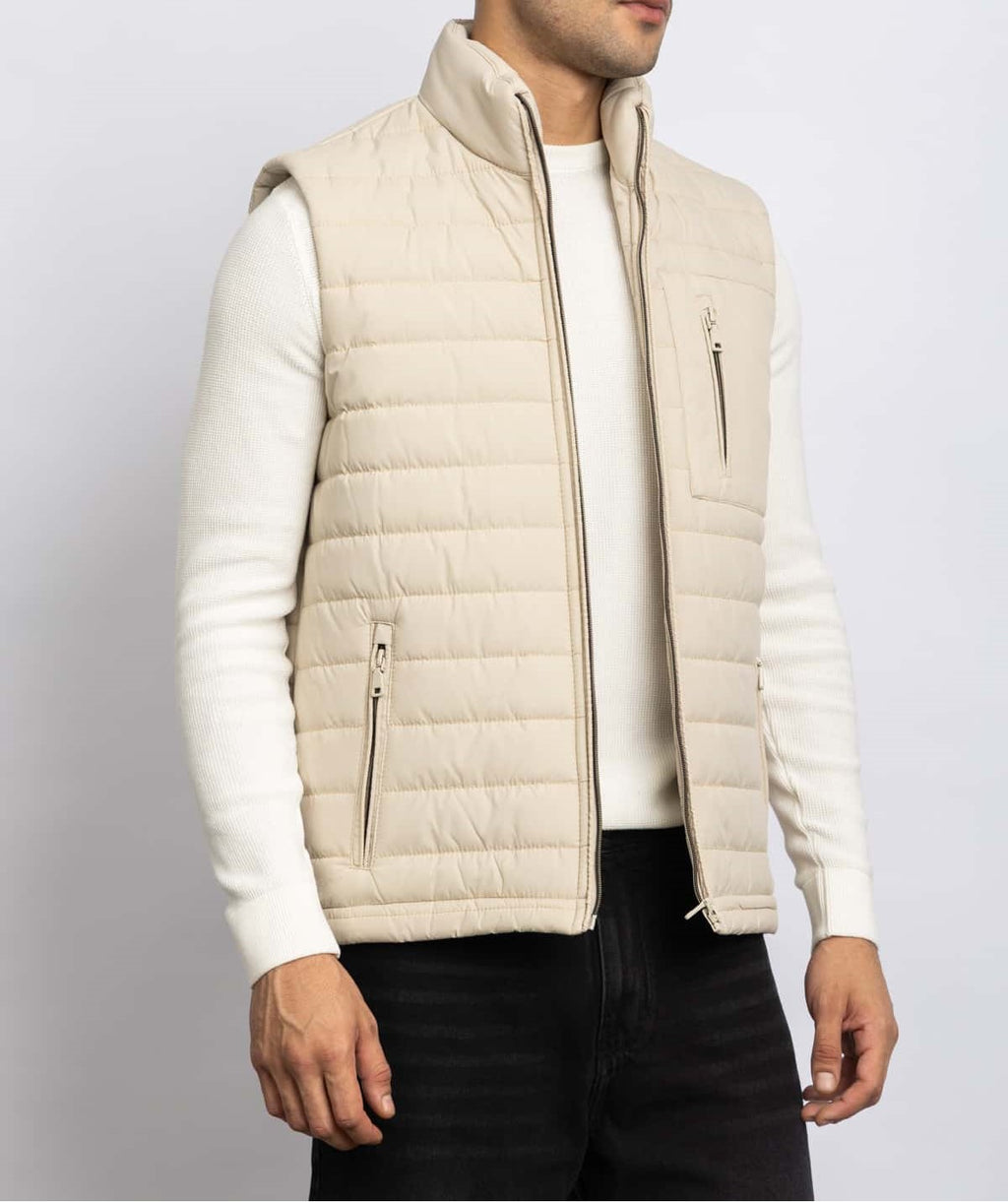 CASUAL HALF NECK VEST – Beige