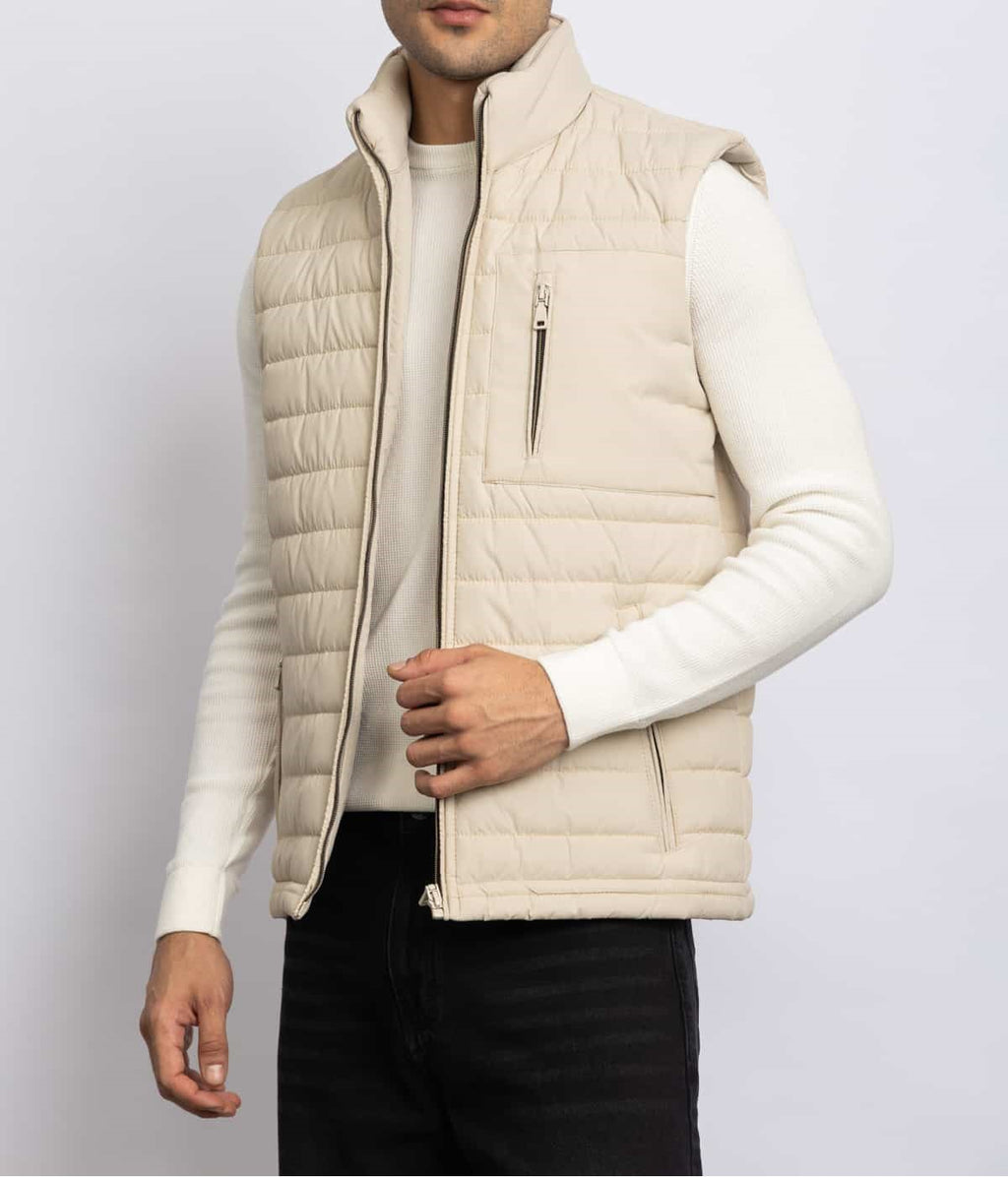 CASUAL HALF NECK VEST – Beige