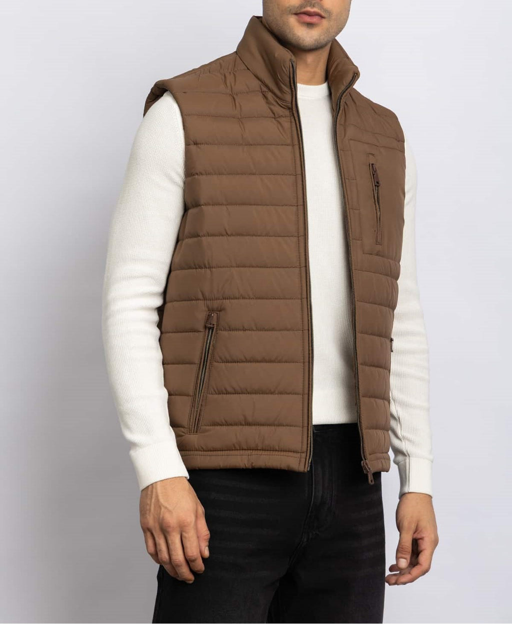 CASUAL HALF NECK VEST – BROWN
