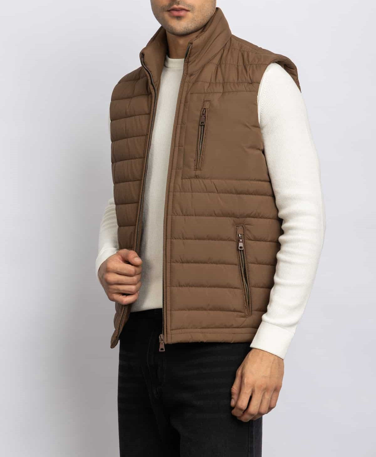 CASUAL HALF NECK VEST – BROWN