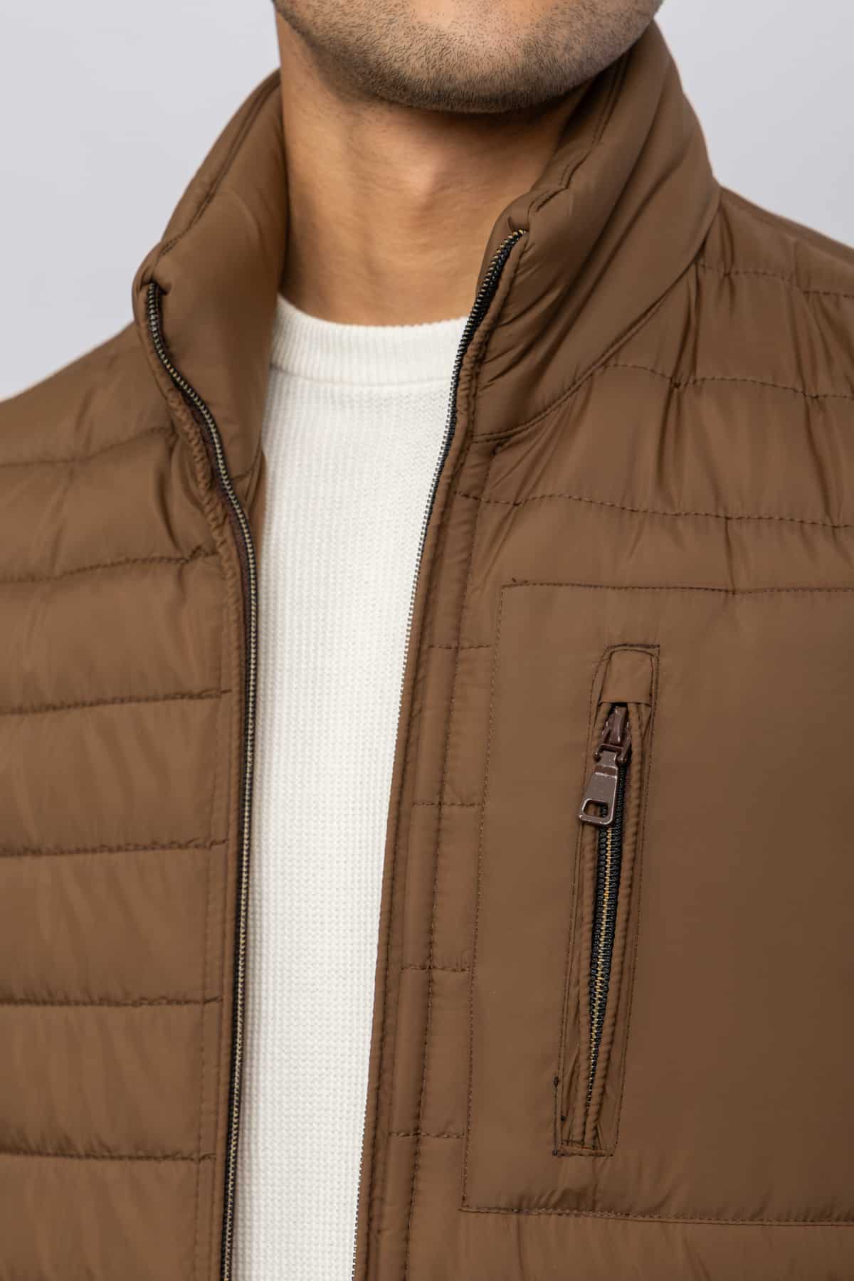 CASUAL HALF NECK VEST – BROWN