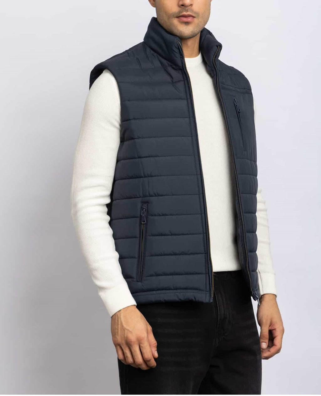 CASUAL HALF NECK VEST – Navy