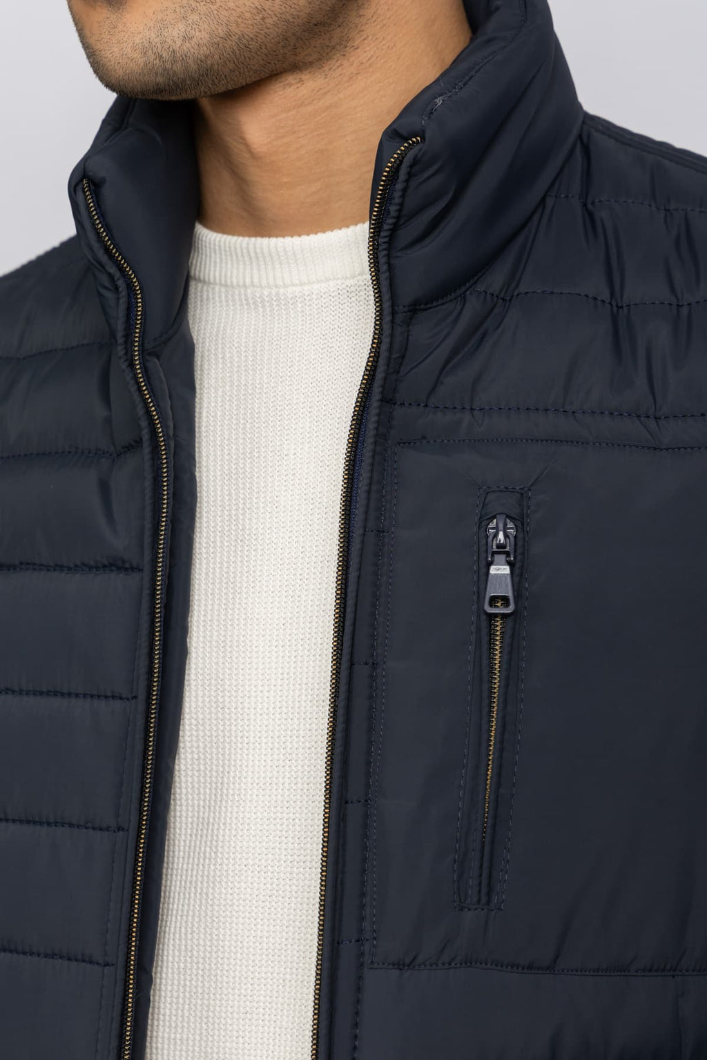 CASUAL HALF NECK VEST – Navy