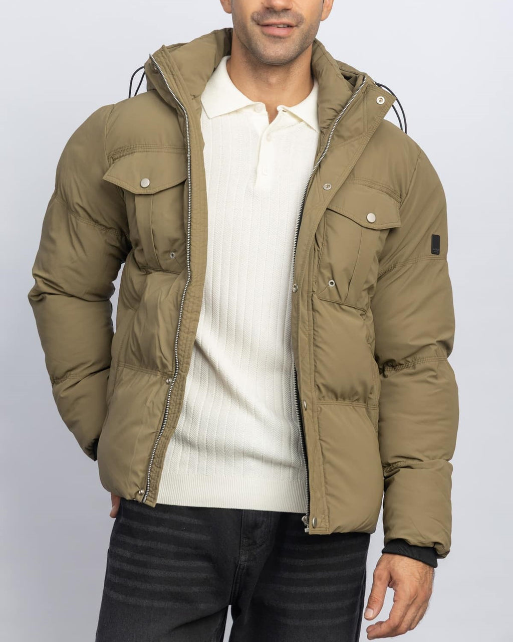 HOODED CASUAL JACKET – OLIVE