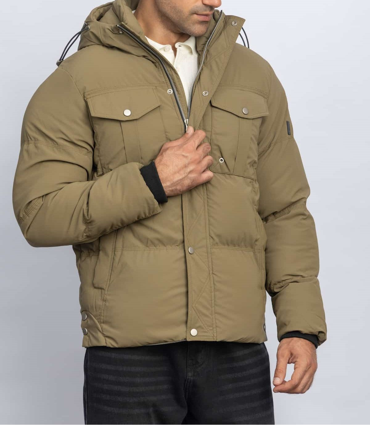 HOODED CASUAL JACKET – OLIVE